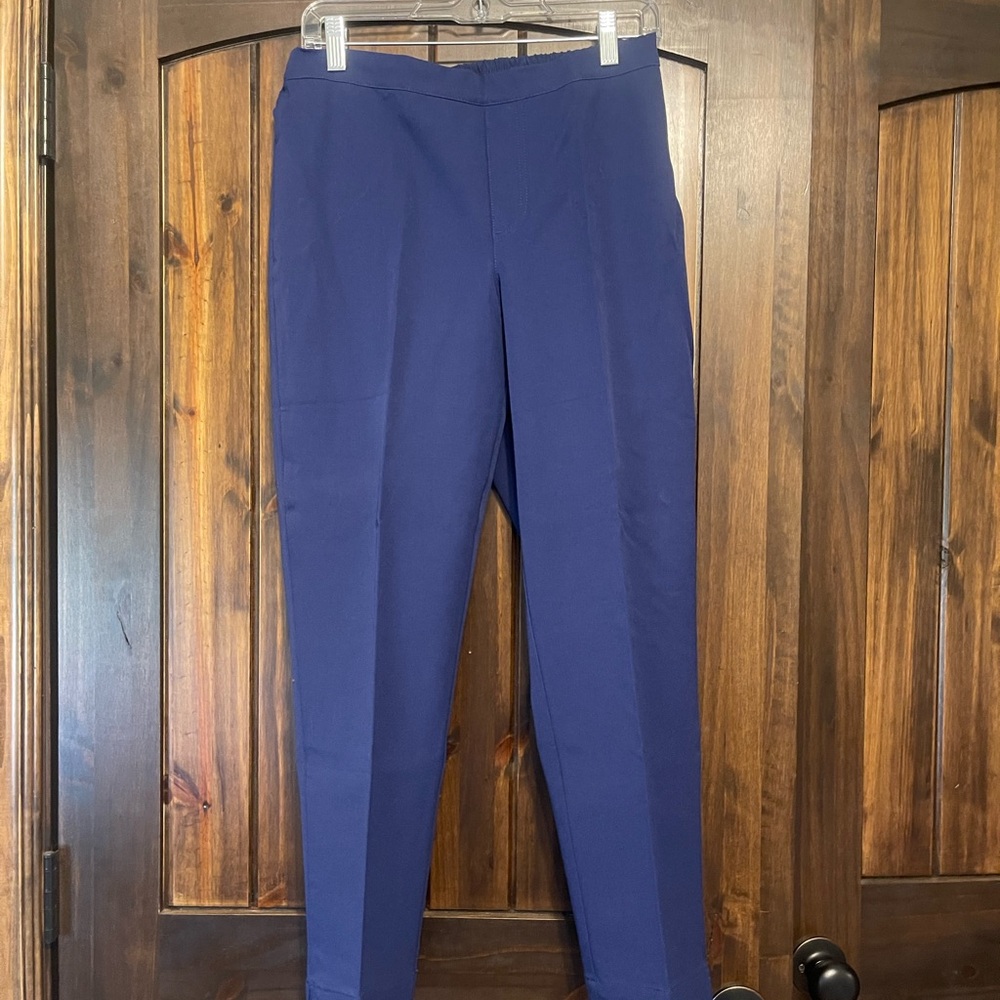 Isaac Mizrahi Slim Straight Navy Blue Trousers